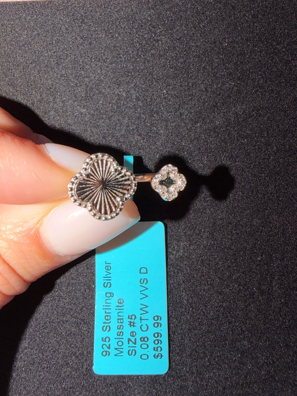 Double Clover Ring in Sterling Silver - Adjustable